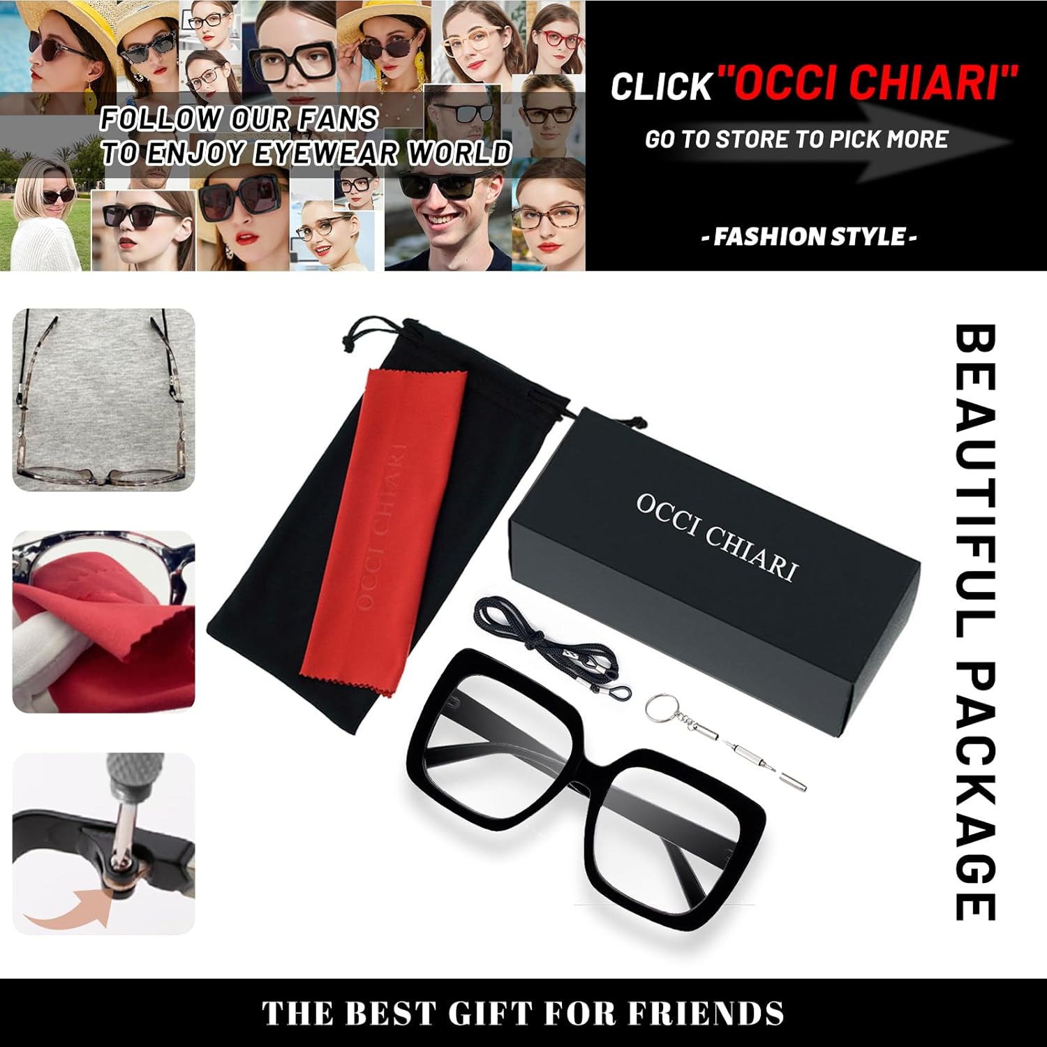 OCCI CHIARI Funky – Gafas de lectura para mujer, diseño de cabeza en L, marco resistente