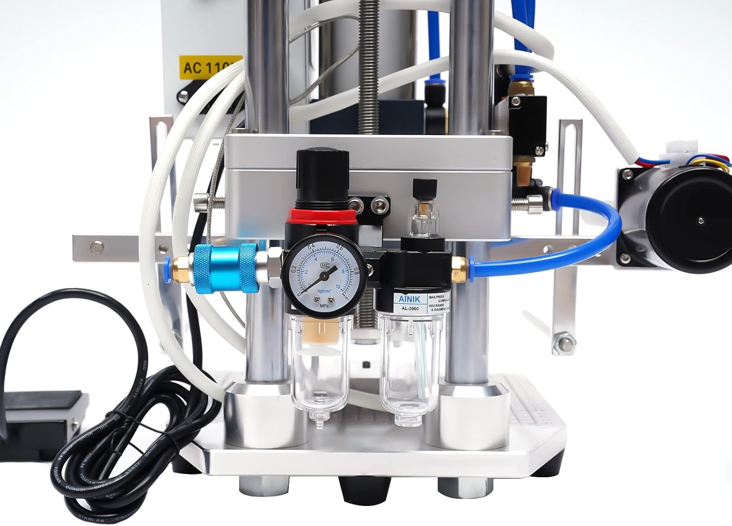 Fetcoi Máquina de estampado en caliente, 110 V 500 W Air Logo Neumático Cuero PVC Prensa Digital Presión Marca Máquina para PVC Cuero PU Papel Logo