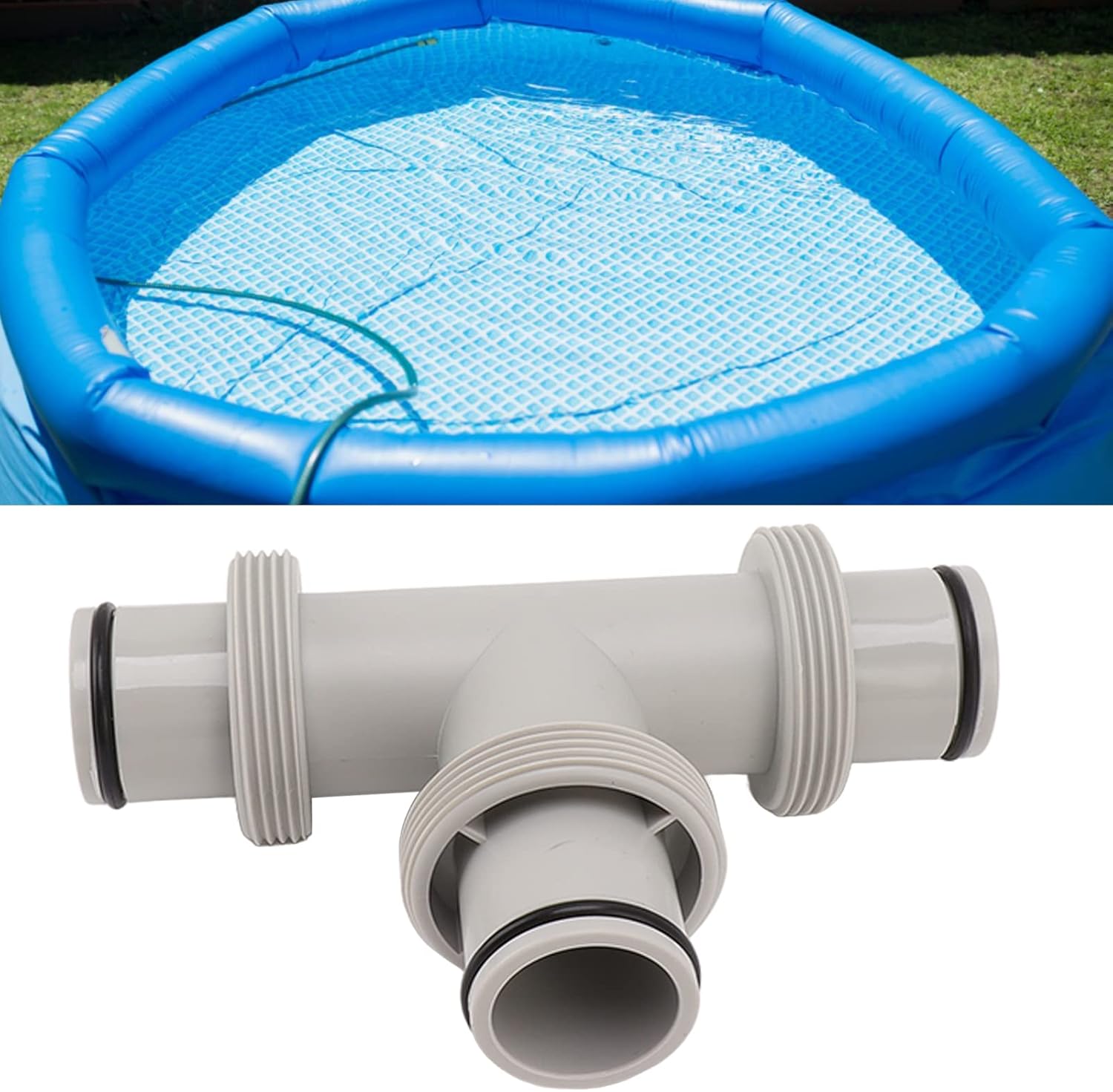 AYNEFY Válvula de émbolo de manguera de piscina dividida, adaptador de manguera de émbolo de manguera en forma de T 2 en 1 para sistemas de agua