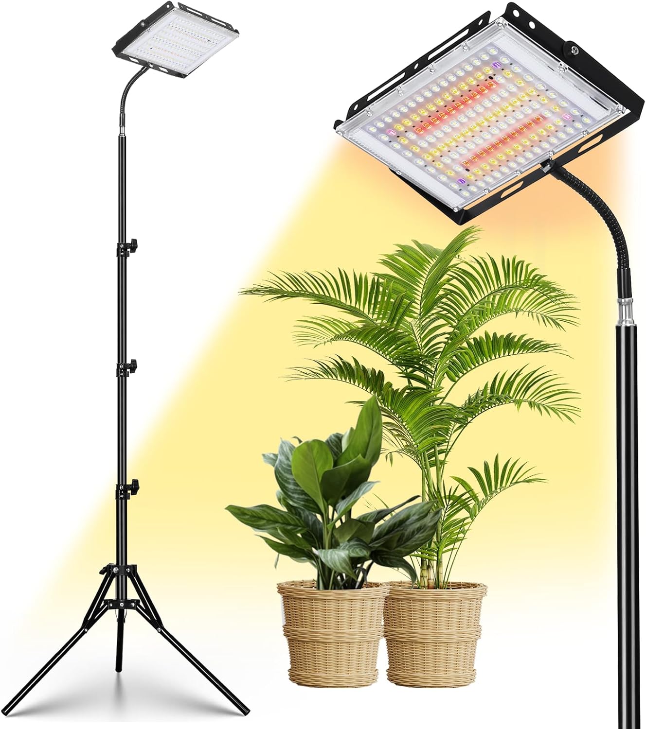 LBW Luces de cultivo de pie para plantas de interior, espectro completo de 144 luces LED, lámpara de cultivo de planta mejorada con soporte de