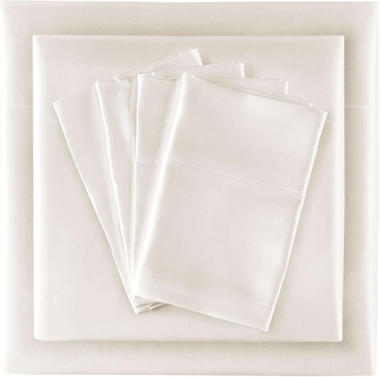 Madison Park Essentials Juego de sábanas de satén de lujo y sedoso con brillo natural, bolsillo elástico de 14 pulgadas para colchones de hasta 16