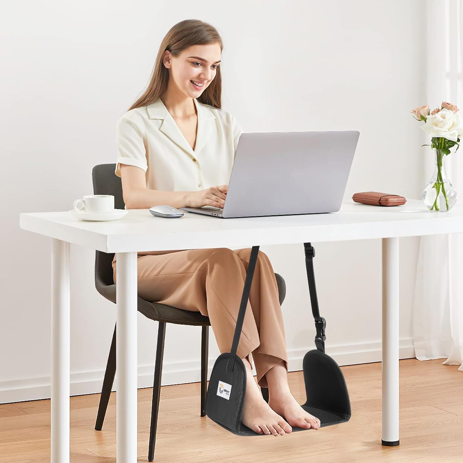 Reposapiés para avión, hamaca portátil y ajustable, ideal para viajes en avión, esencial para relajar tus pies durante viajes en avión, reposapiés