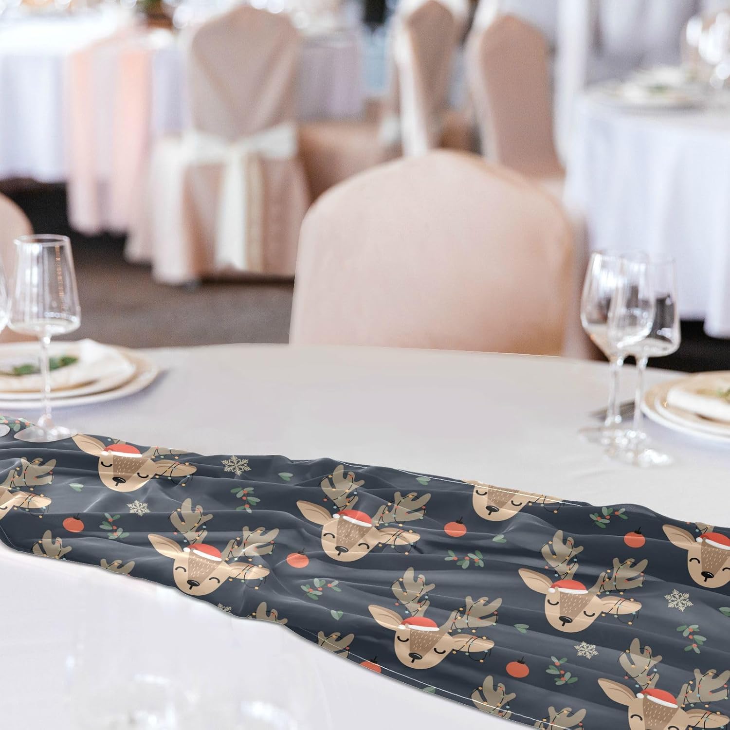 Christmas Reindeer Table Runner Fall Decor for Kitchen Decorations Christmas Table Runner 120 Inches Long