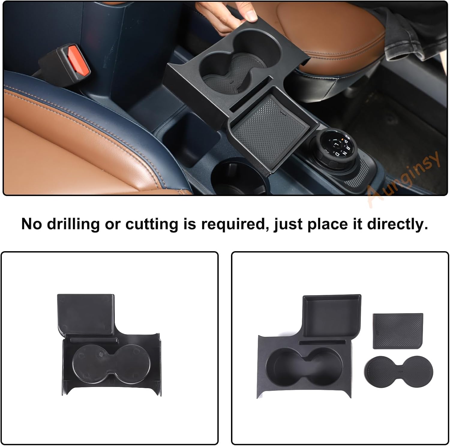 Aunginsy Soporte para taza de consola central compatible con Ford Maverick 2022 2023 2024, caja de reposabrazos de asiento delantero, soporte de