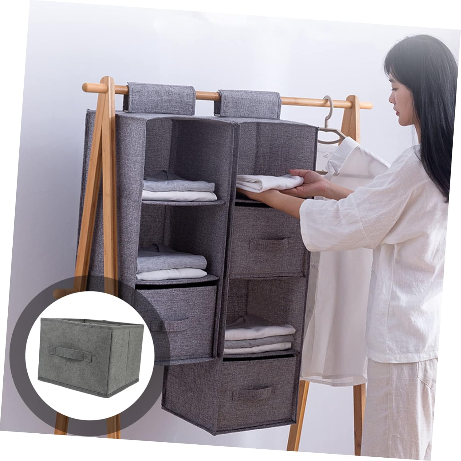 Amosfun Bolsa de almacenamiento colgante, estantería, estantes de almacenamiento, organizador de armario, organizador de armario, cajones de ropa,