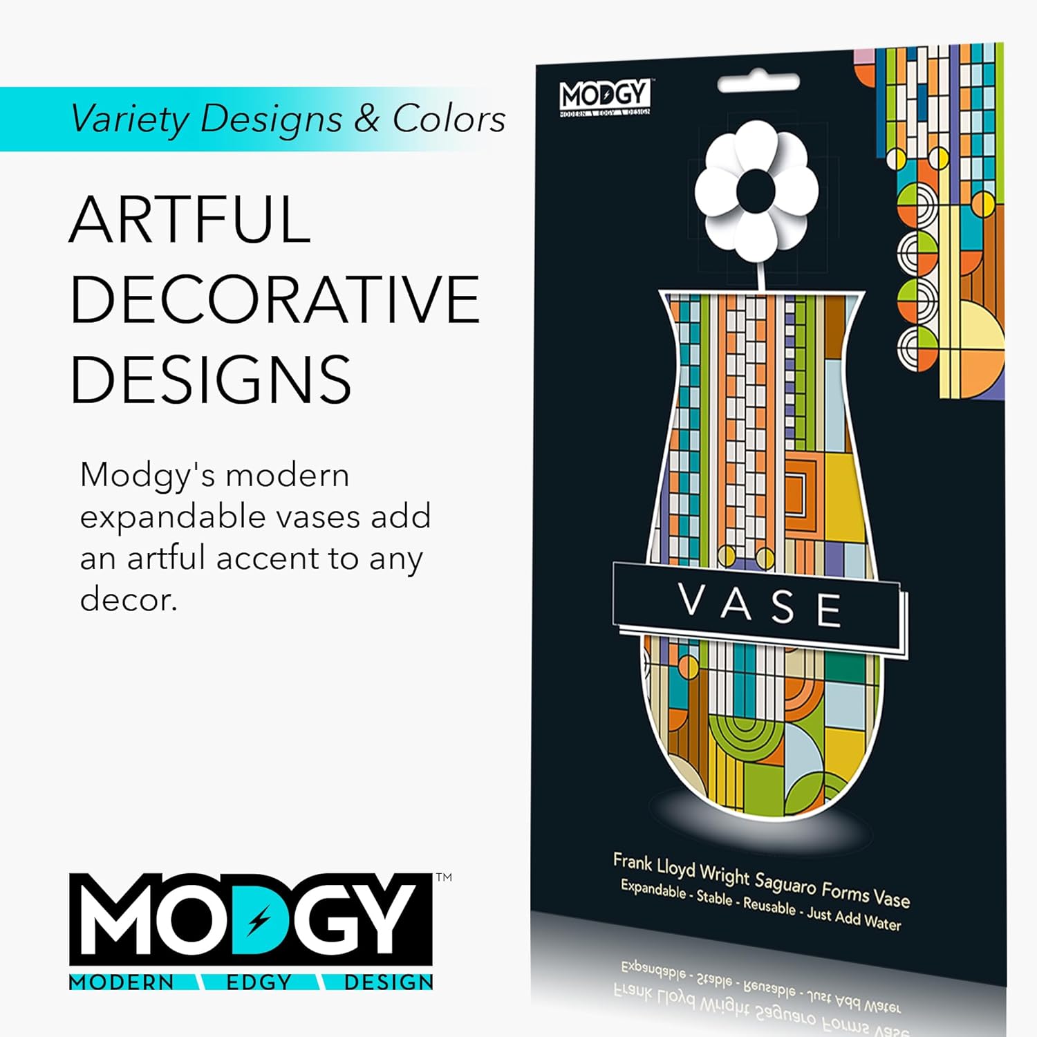 MODGY Florero expandible, plástico decorativo moderno plegable impreso jarrones para centros de mesa para bodas, mesa de comedor, decoración del