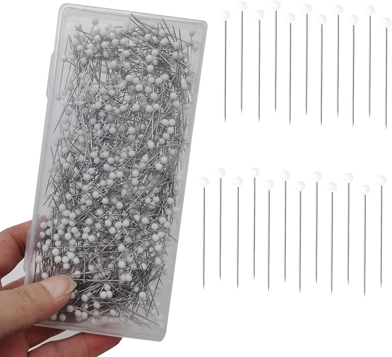 Alfileres de costura (actualizados), 600 alfileres rectos de 1.5 pulgadas con cabeza de vidrio de bola de color de 0.18 pulgadas para tela, joyería,