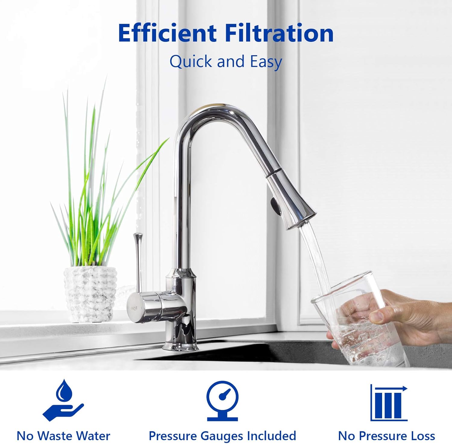 Express Water Filtro de agua para toda la casa, sistema de filtración de agua para el hogar de 1 etapa, filtro de carbono, incluye manómetros, fácil