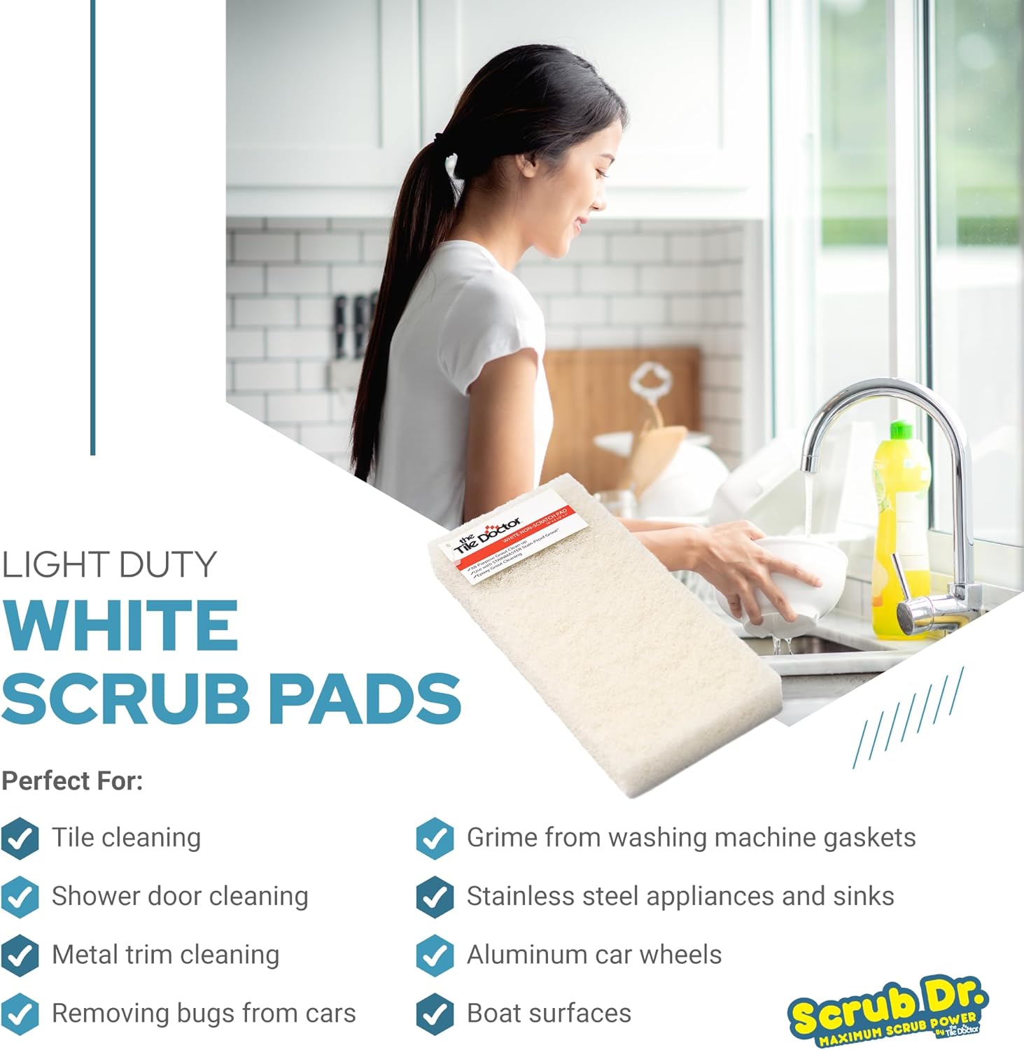 The Tile Doctor Almohadilla multiusos  Ideal para limpieza de baño, cocina y suelo  Esponja antiarañazos y limpiador de ducha  Paquete variado  (No