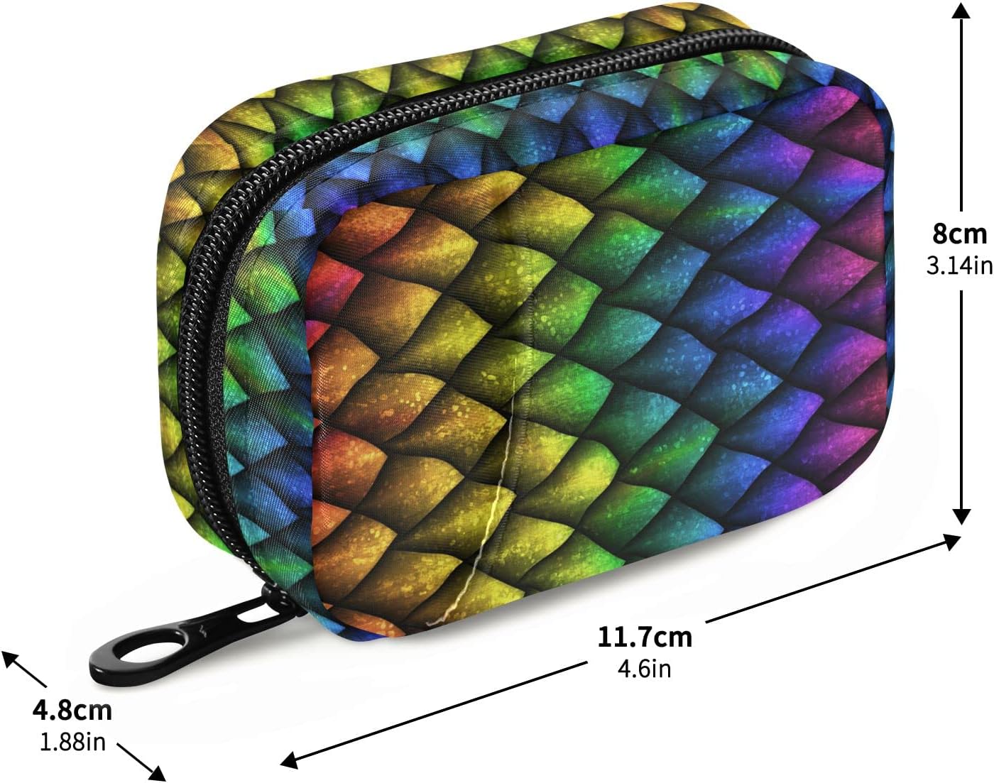 Pastillero Dragon Scales de piel de arco iris, 7 días, organizador de píldoras de viaje, bolsa organizadora de medicamentos, dispensador compacto