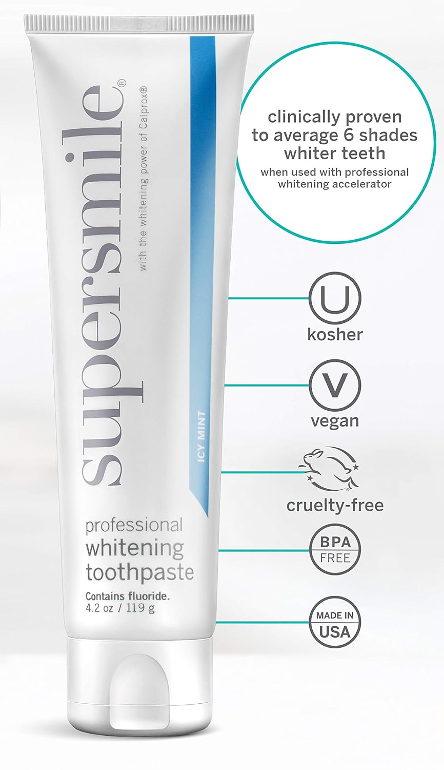 Supersmile Pasta dental blanqueadora profesional con flúor – Potente blanqueamiento sin sensibilidad
