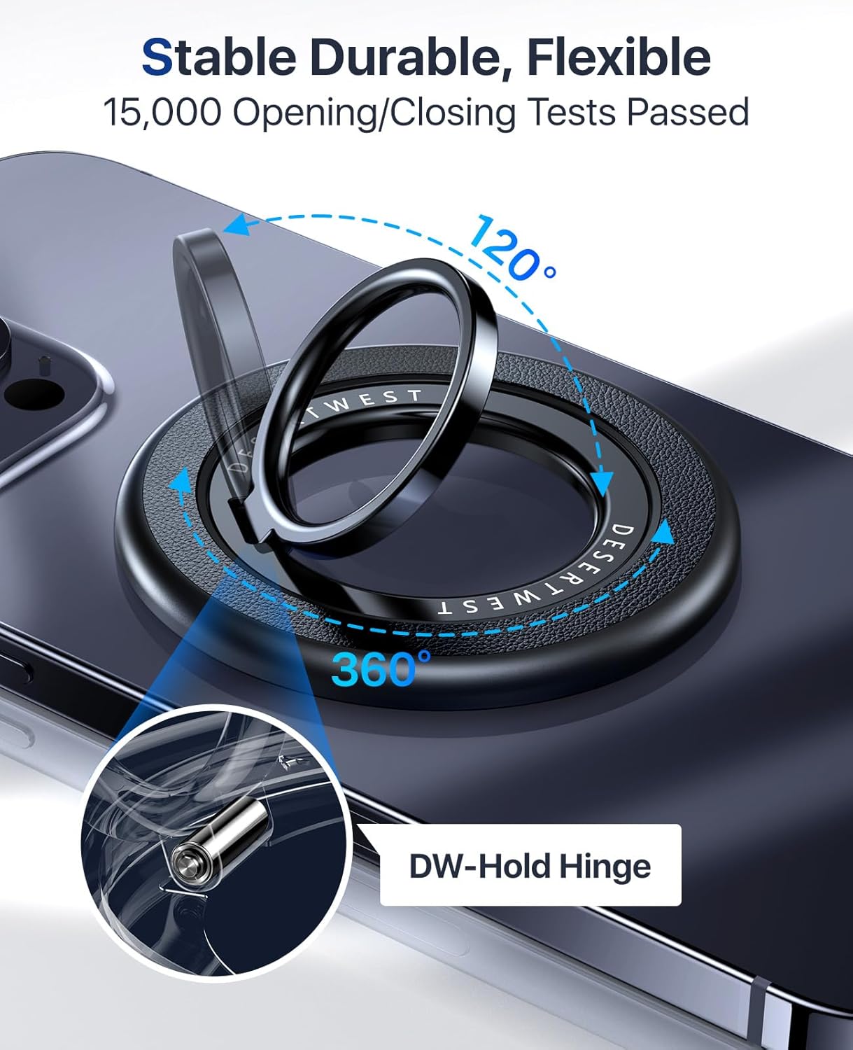 DesertWest Magnetic Phone Ring Holder Magsafe 2024 Upgraded Phone Ring Stand Compatible with MagSafe Accessories, Removable Phone Grip for iPhone