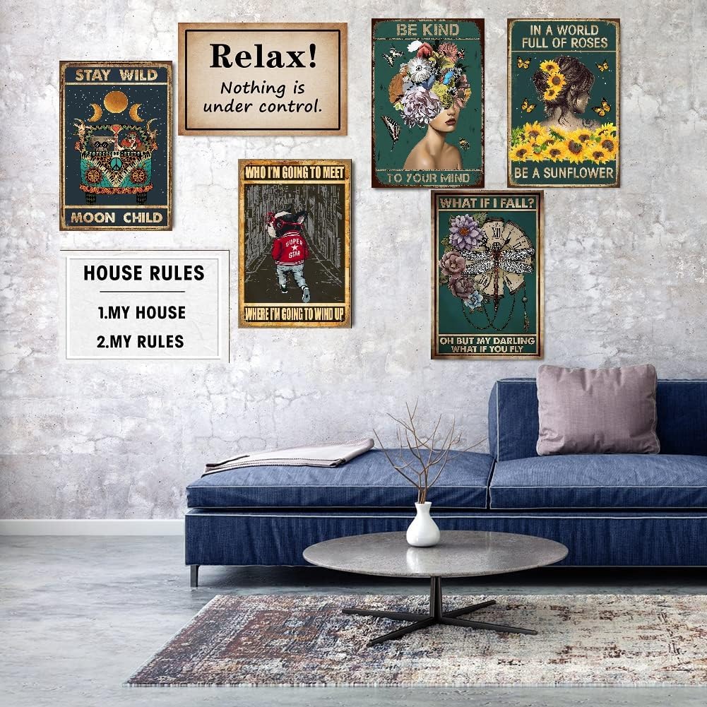 Cartel de metal retro con diseño de libélula bohemio vintage, decoración de pared, My Darling What if You Fly, regalos motivacionales para niñas,
