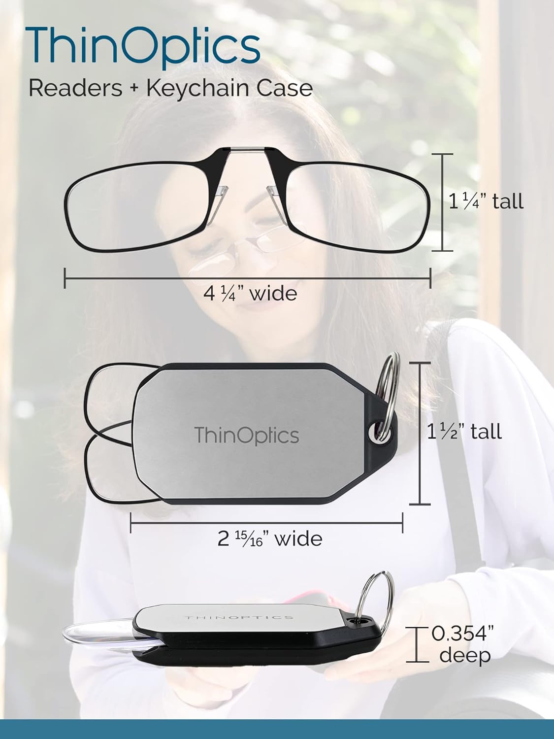 ThinOptics Keychain Case and Readers Rectangular Reading Glasses