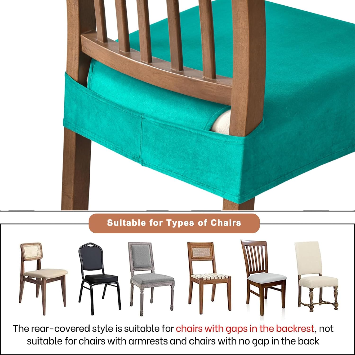 Eco-Ancheng Fundas de asiento de terciopelo para sillas de comedor, 2 piezas, fundas elásticas para sillas de comedor, fundas de asiento extraíbles