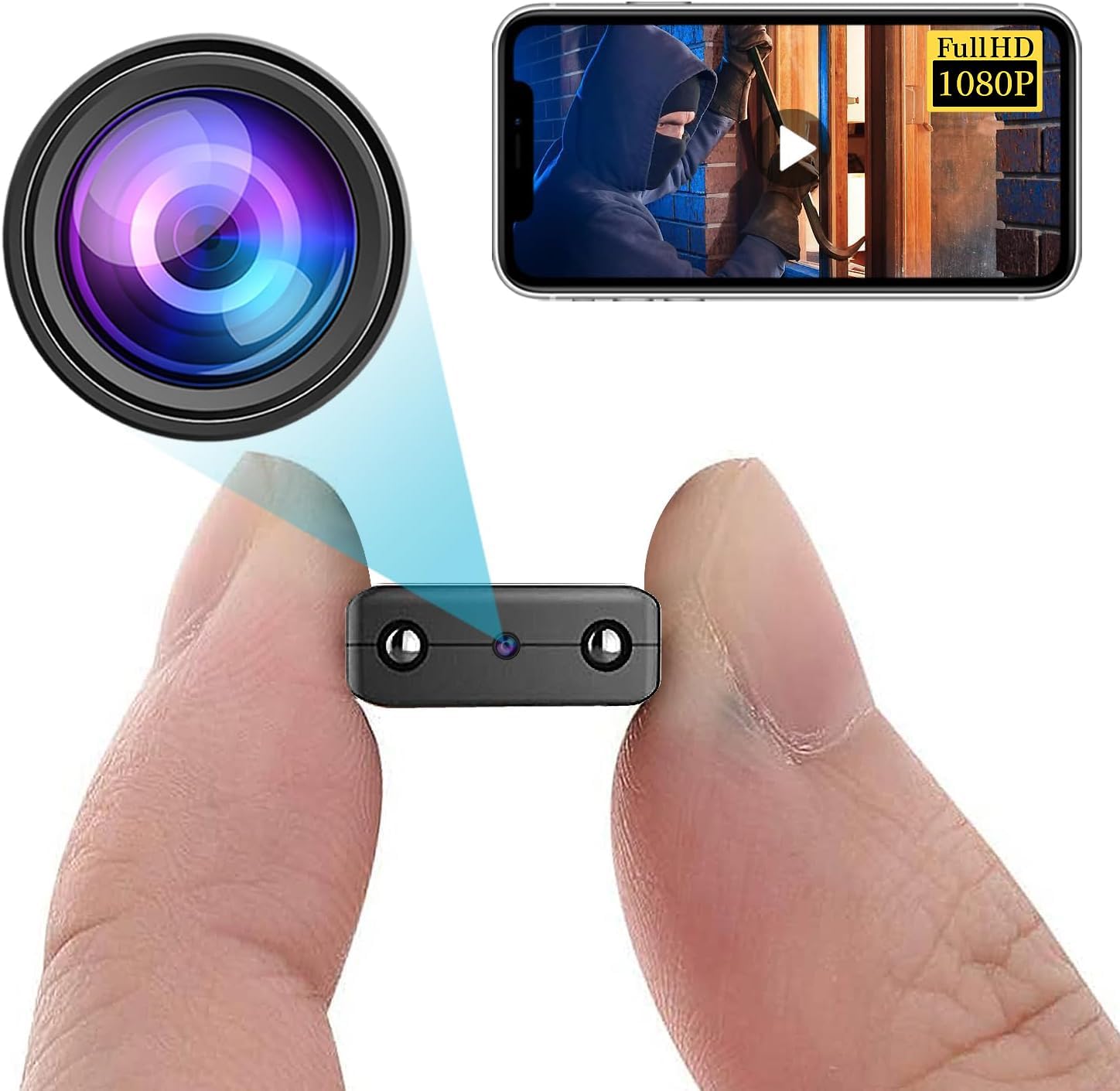 Cámara inalámbrica WiFi más pequeña, cámara espía HD1080P, cámara oculta, mini monitor de bebé HDVdeo, cámara de niñera con visión nocturna,