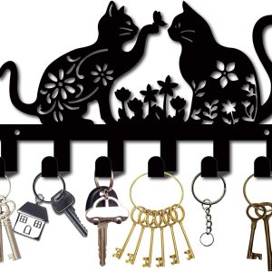 CREATCABIN Soporte de metal para llaves de gato para colgar en la pared, soporte para llaves de hierro con 6 ganchos, organizador colgante de llaves CREATCABIN Soporte de metal para llaves de gato para colgar en la pared, soporte para llaves de hierro con 6 ganchos, organizador colgante de llaves