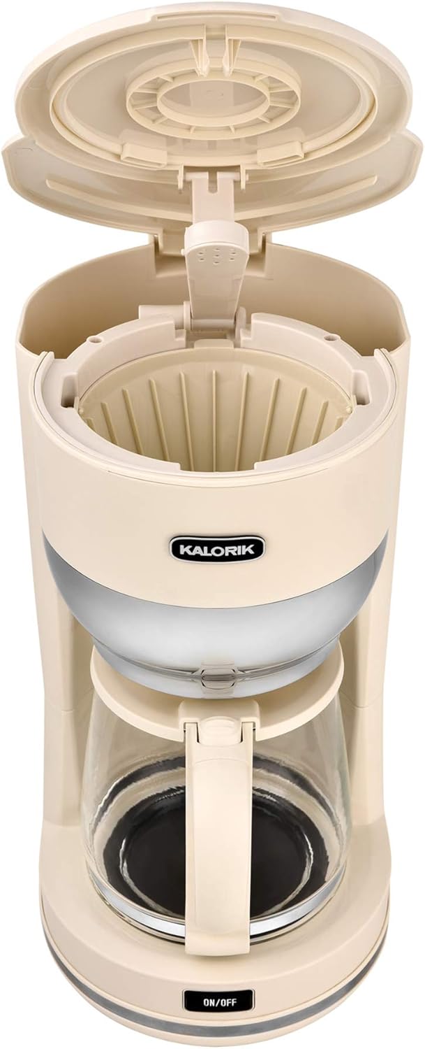 Kalorik Cafetera retro Mid-Century de 10 tazas, color crema