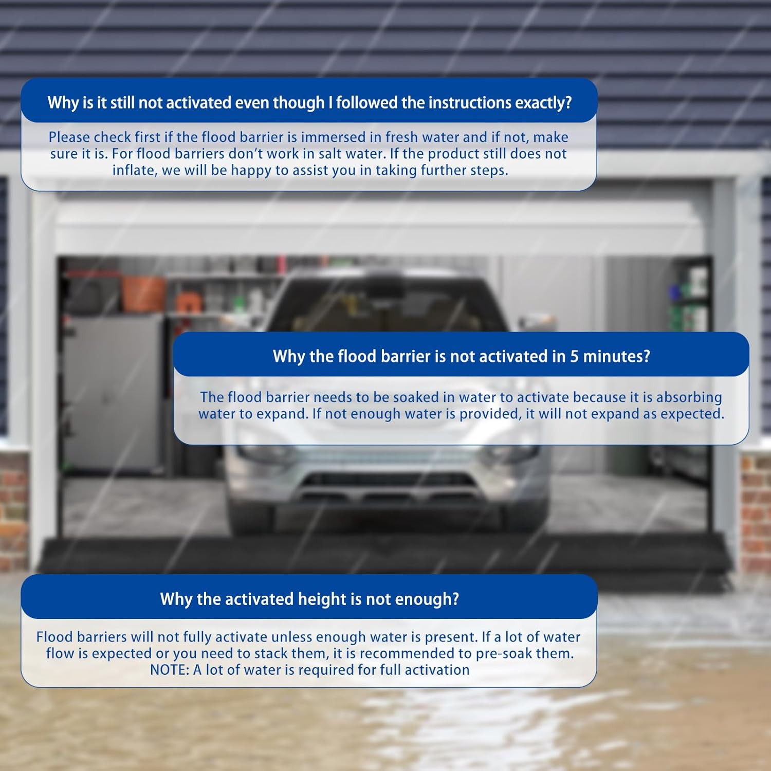 Water Barrier 10 ft x 6.5 in Flood Barrier for Home Reusable Absorbent Prevention Barrier Sandless Sandbag for Flooding Green Water Activated