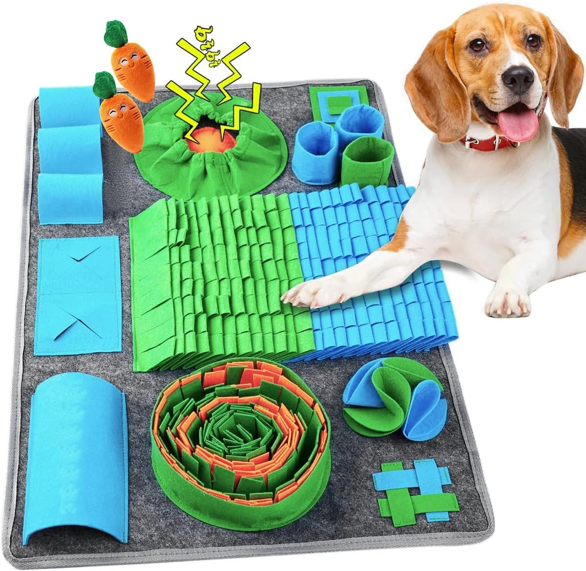 Alfombrilla de olfateo para perros juguetes interactivos de rompecabezas de alimentación con 10 elementos de entrenamiento y 3 niveles de
