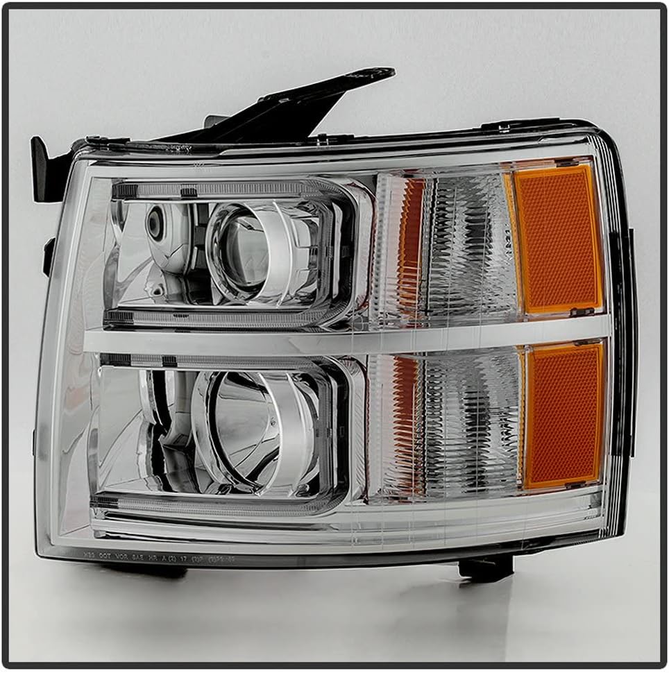 ACANII – Para Chevy Silverado 2007-2013 1500 2500 3500 Cromo LED Tubo Proyector Faros Faros Par Par Izquierdo+Derecho