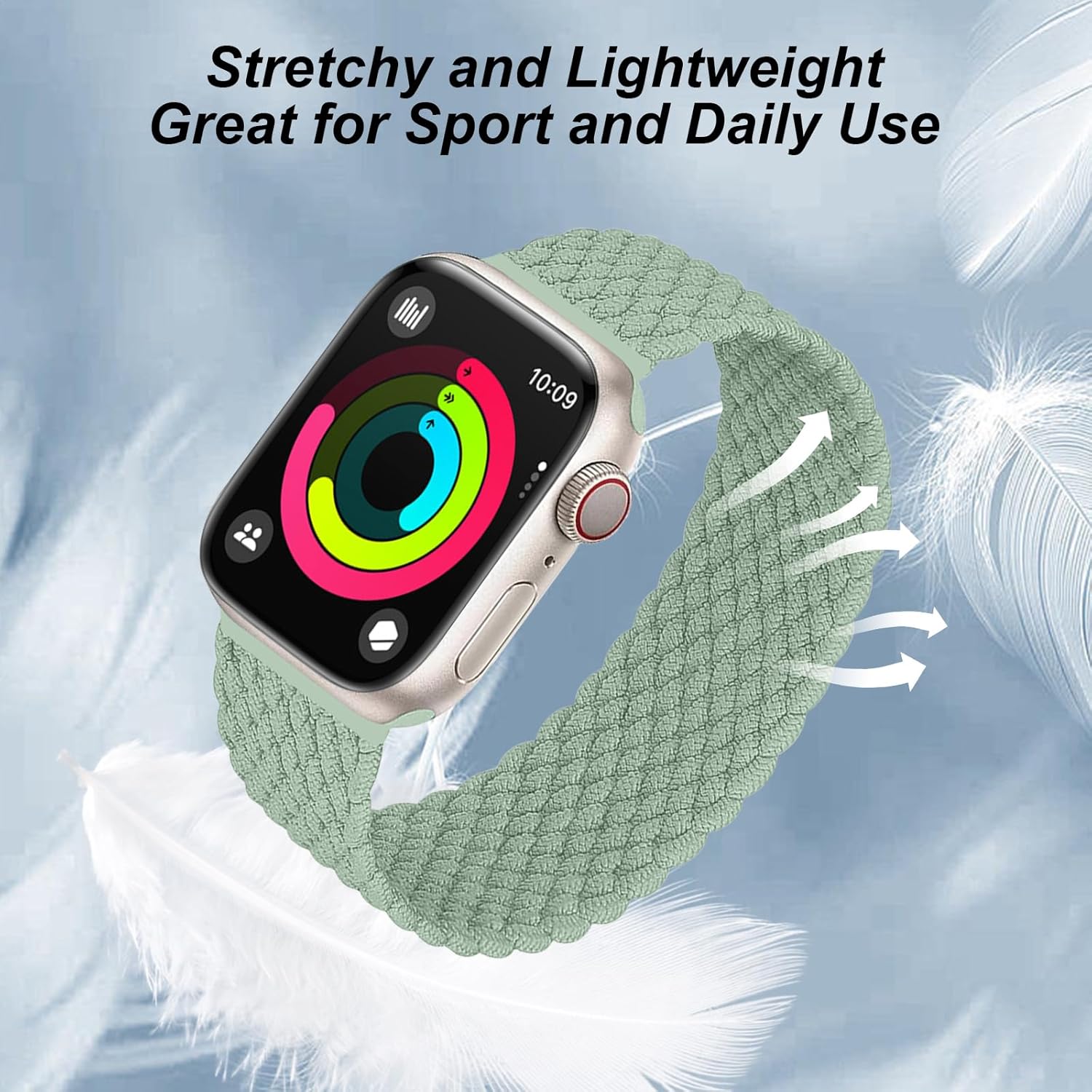 Paquete de 3 correas trenzadas Solo Loop compatibles con Apple Watch de 1.496 pulgadas, 1.575 pulgadas, 1.614 pulgadas, 1.654 pulgadas, 1.732