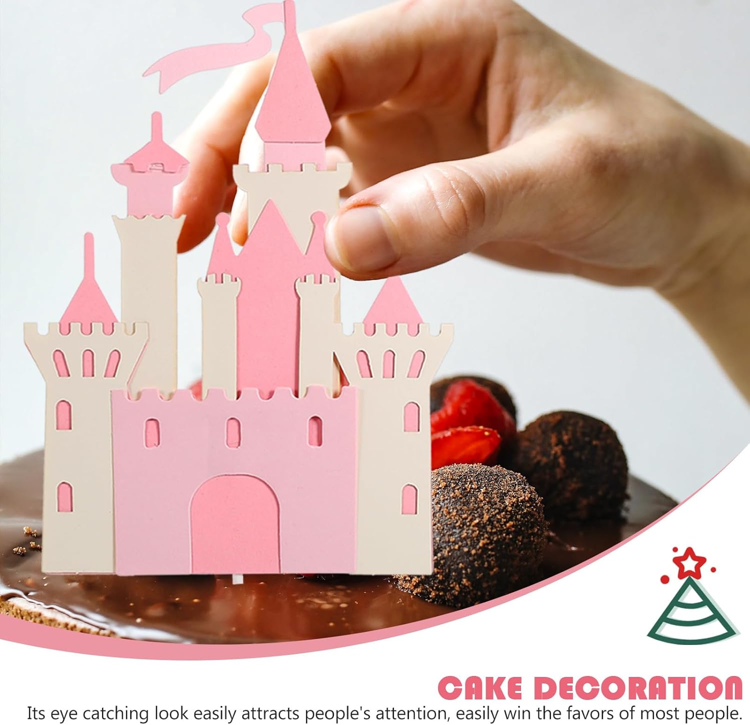 ibasenice 6 piezas de inserción de pastel de castillo decoración de princesa rosa decoraciones de feliz cumpleaños decoraciones de pastel de bebé