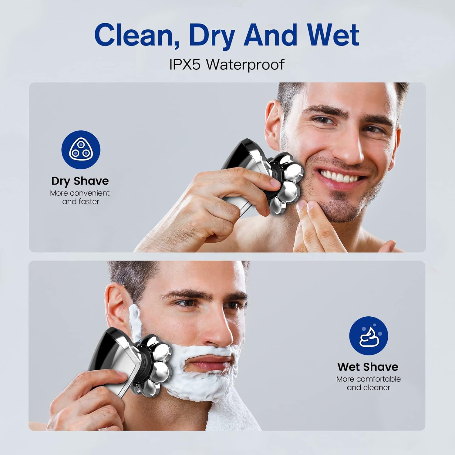 Afeitadoras eléctricas 8D para hombres calvos, afeitadora de cabeza 6 en 1 con pantalla LED, cuerpo impermeable y carga USB, perfecta para el hogar