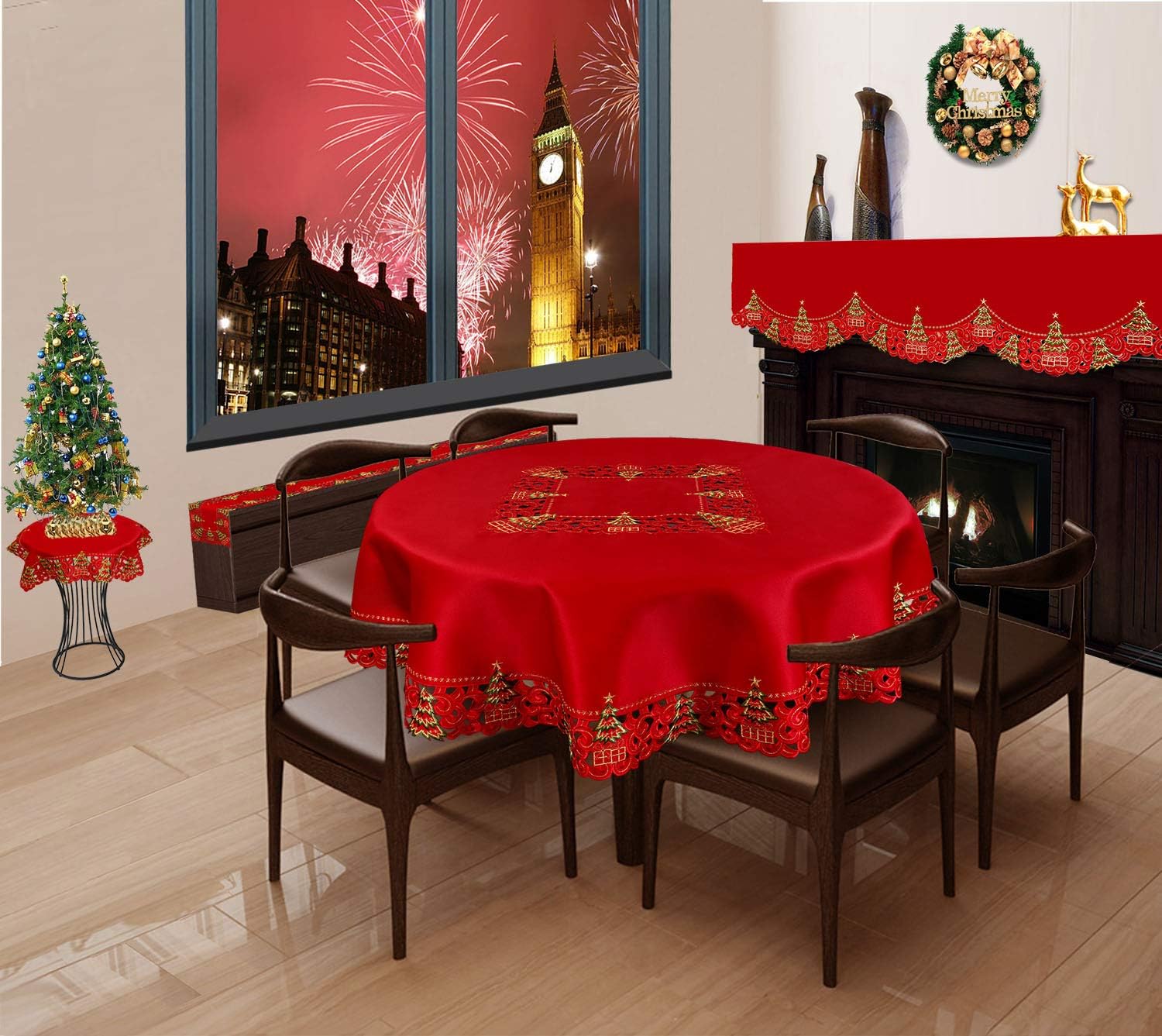 Mantel para árbol de Navidad bordado
