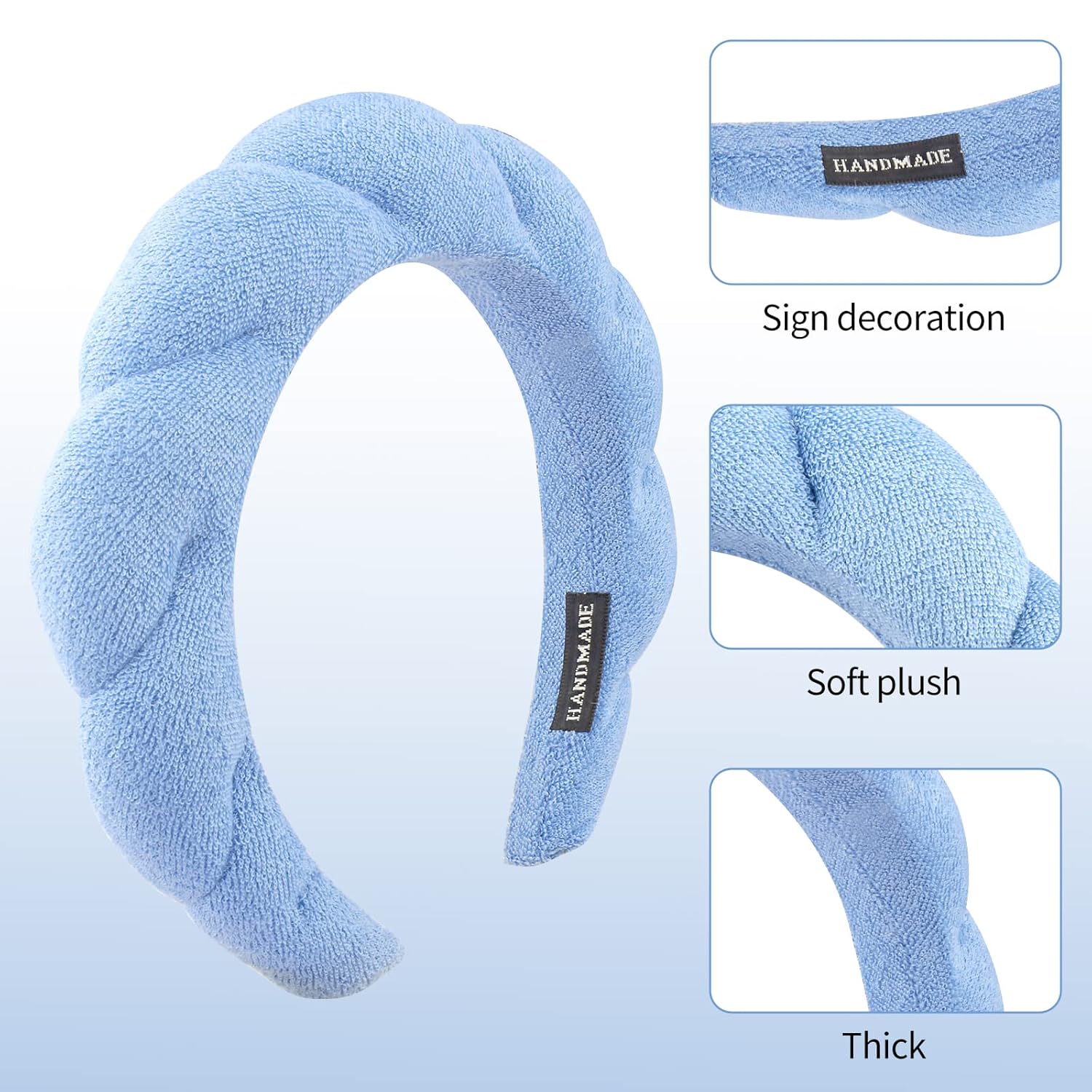 Diadema de spa hinchada para mujer, diadema de esponja antideslizante para lavar la cara, eliminación de maquillaje, ducha, máscara facial de