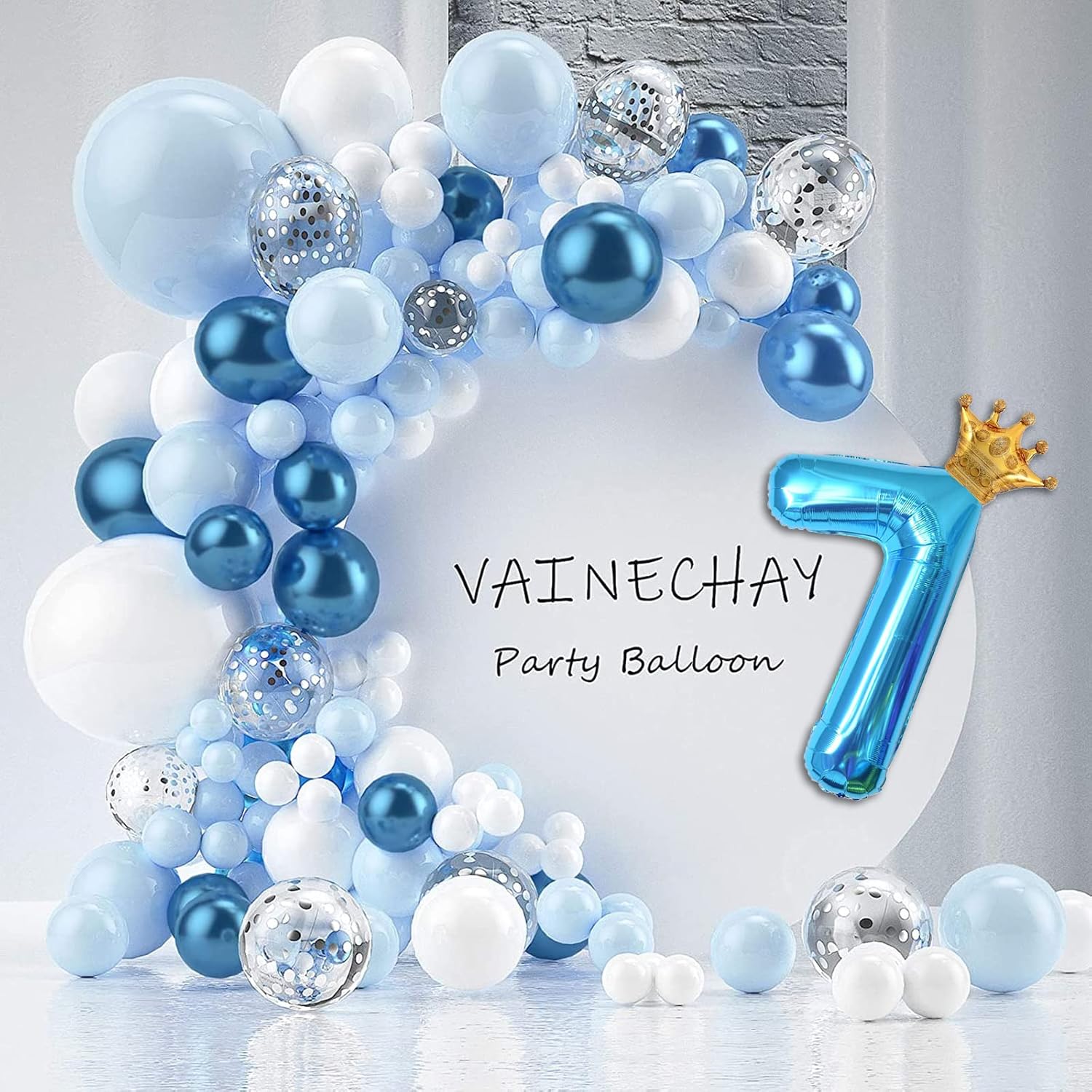 Globo azul claro de 40 pulgadas con número 5 y corona pequeña para decoraciones de fiesta de cumpleaños, decoraciones de fiesta de cumpleaños 5,