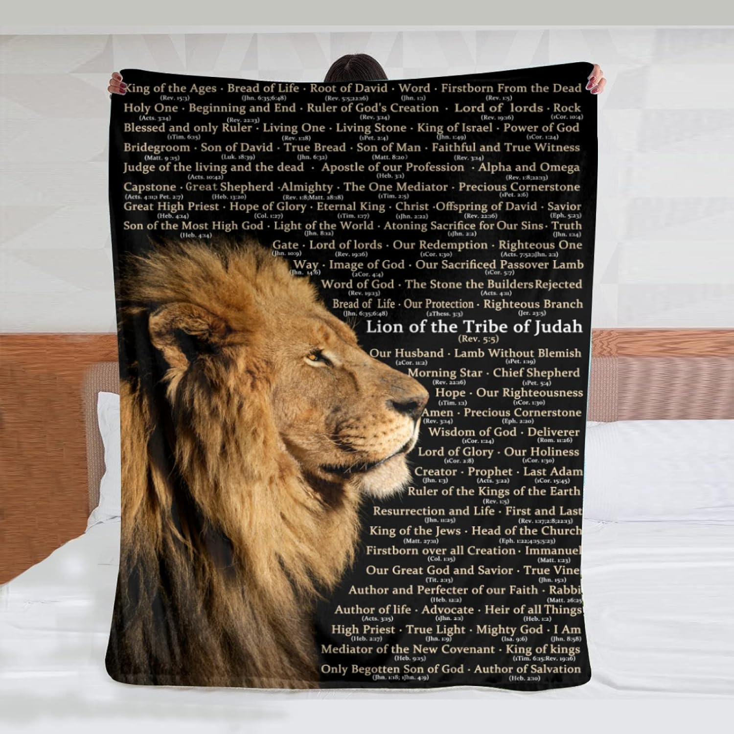 Manta de regalo religioso con nombres de Cristo, manta cristiana, suave, ligera, acogedora y cálida para mujeres y hombres, regalo – 80 x 60 pulgadas