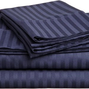 Myrtle Collection Damask Stripe – Juego de sábanas de algodón peinado pesado de 1500 hilos, 4 piezas, se adapta a bolsillos de 10 a 12 pulgadas de Myrtle Collection Damask Stripe – Juego de sábanas de algodón peinado pesado de 1500 hilos, 4 piezas, se adapta a bolsillos de 10 a 12 pulgadas de