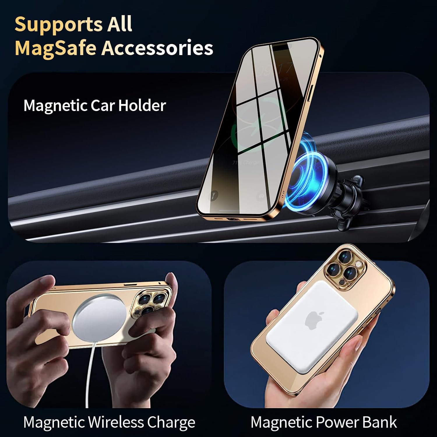 Funda magnética de privacidad con anillo de metal CD y bloqueo automático desplegable para iPhone 12 Pro Max compatible con MagSafe Protección de
