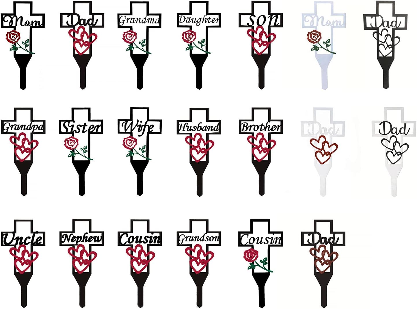 LIBOOI Estaca de metal con cruz de jardín, decoración junto a la tumba para cementerio, cementerio conmemorativo con estaca de cruz de metal, pila