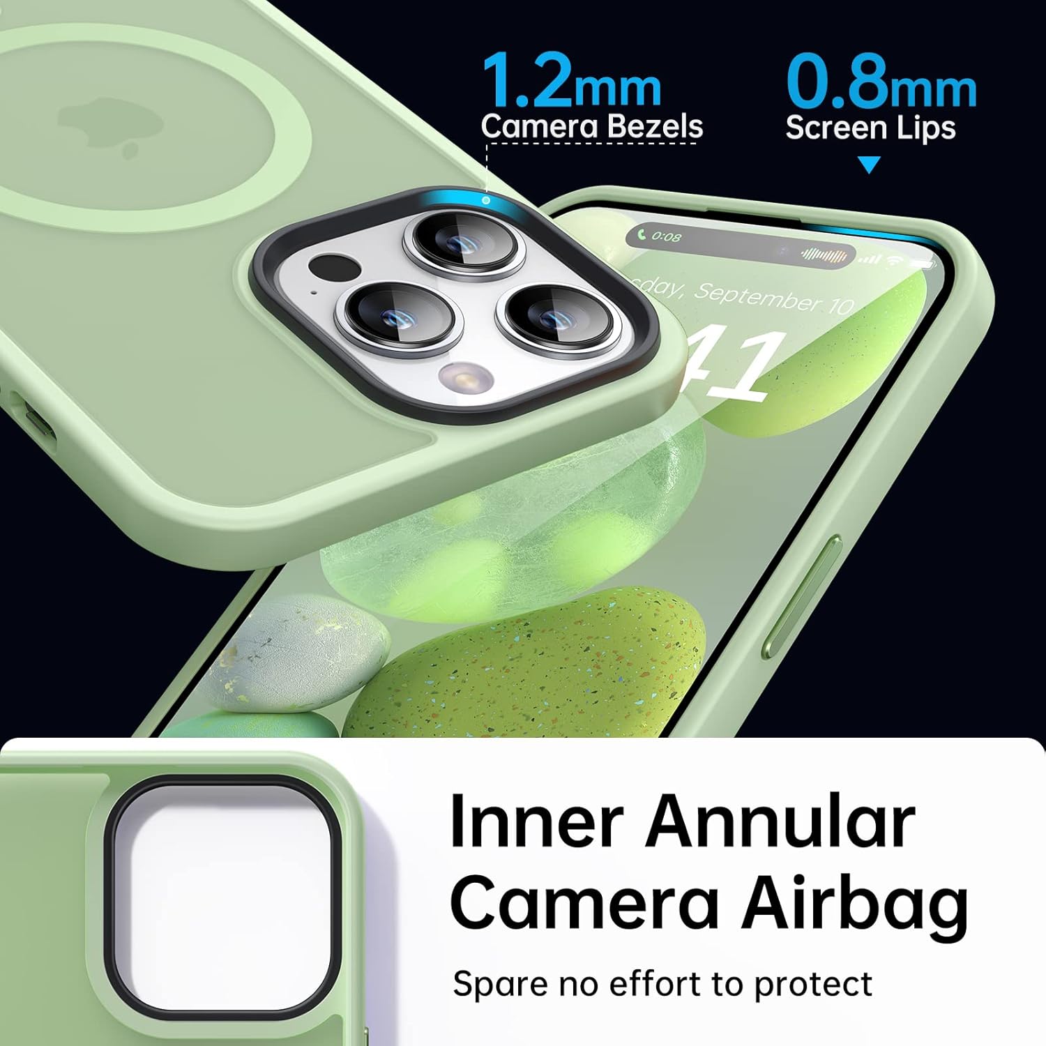 Funda magnética para iPhone 14 Pro compatible con MagSafe Fuerte magnético Protección de grado militar de 10 pies Funda translúcida mate delgada