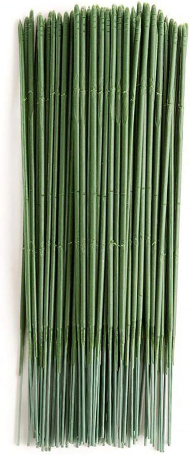 100 piezas de tallo floral de plástico, varilla de flores artificiales, alambre de flores verdes, ideal para la persona de manualidades, 6.7 in y
