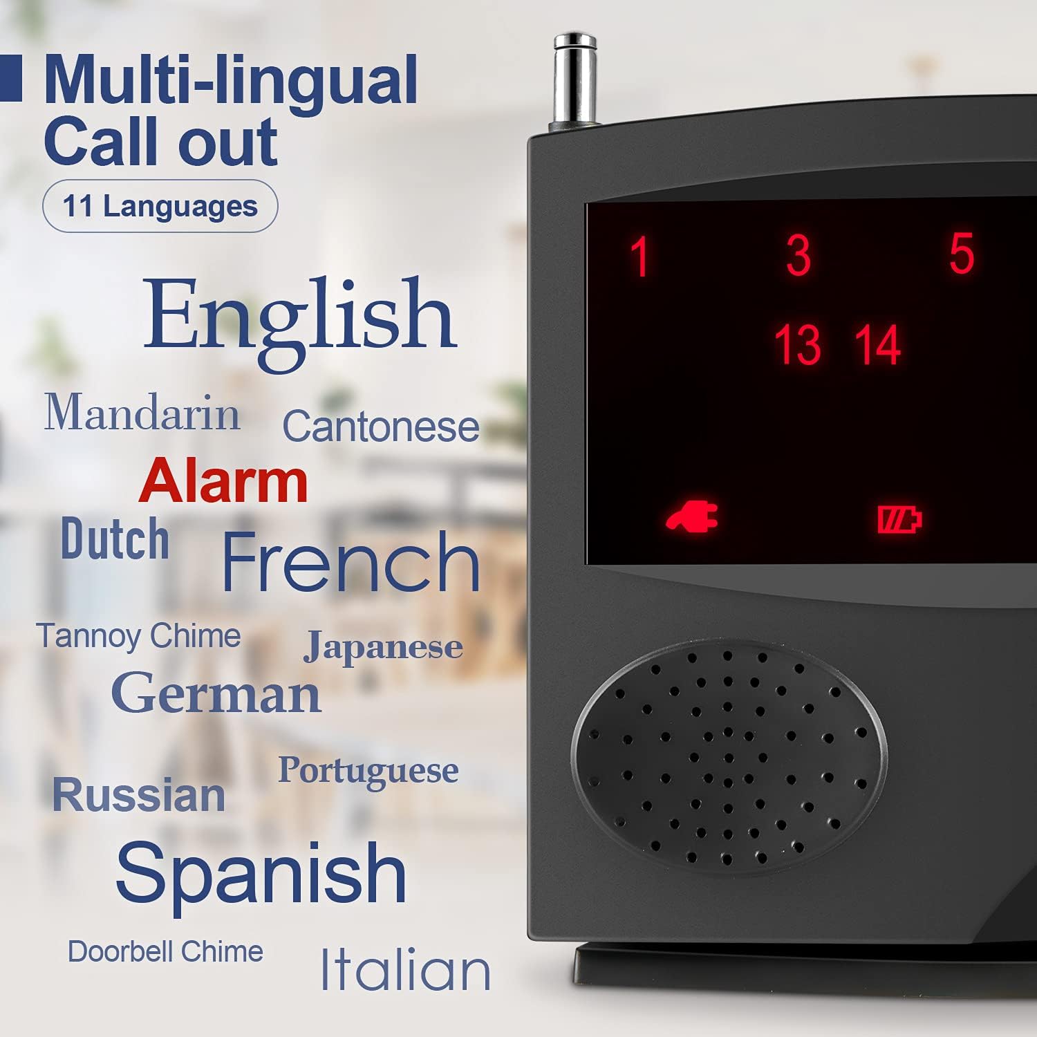 SYNLETT Sistema de llamada inalámbrico para enfermeras con 5 botones de llamada de doble función y 1 unidad central de monitoreo para clínica,