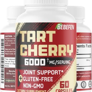 BEBEFEN Cápsulas de cereza ácida de 6000 mg  Extracto de jugo de cereza agria  Salud de las articulaciones, masa muscular y descanso bien BEBEFEN Cápsulas de cereza ácida de 6000 mg  Extracto de jugo de cereza agria  Salud de las articulaciones, masa muscular y descanso bien