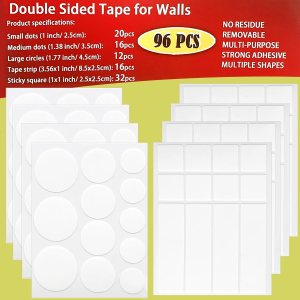 Wellgo Puntos de cinta de doble cara para decoración de pared, tiras adhesivas para colgar cuadros, puntos de montaje extraíbles transparentes, Wellgo Puntos de cinta de doble cara para decoración de pared, tiras adhesivas para colgar cuadros, puntos de montaje extraíbles transparentes,