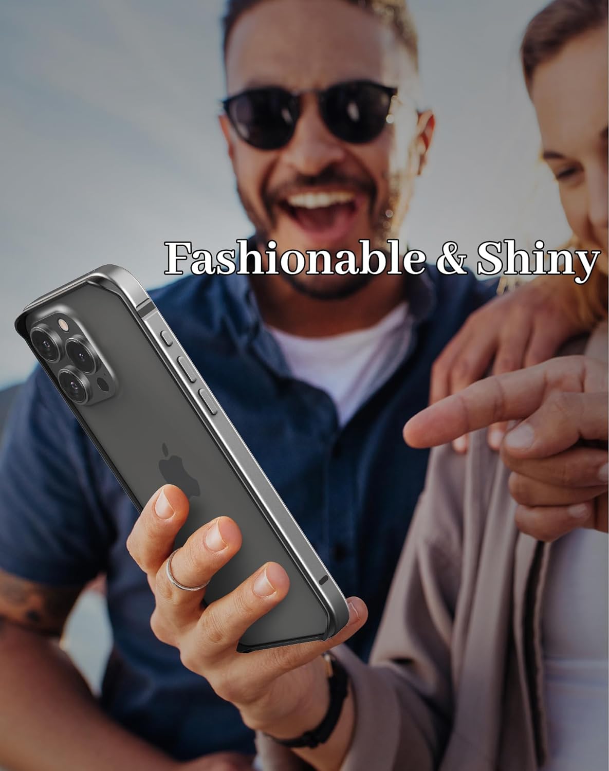 Funda delgada de metal para iPhone 15 Pro de 6.1 pulgadas, interior de TPU suave + parachoques chapado en metal, compatible con carga inalámbrica,