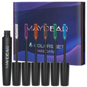 Maydear Máscara de pestañas de color impermeable para pestañas, juego de máscara de pestañas de 6 colores de larga duración, profesional, colorida, Maydear Máscara de pestañas de color impermeable para pestañas, juego de máscara de pestañas de 6 colores de larga duración, profesional, colorida,