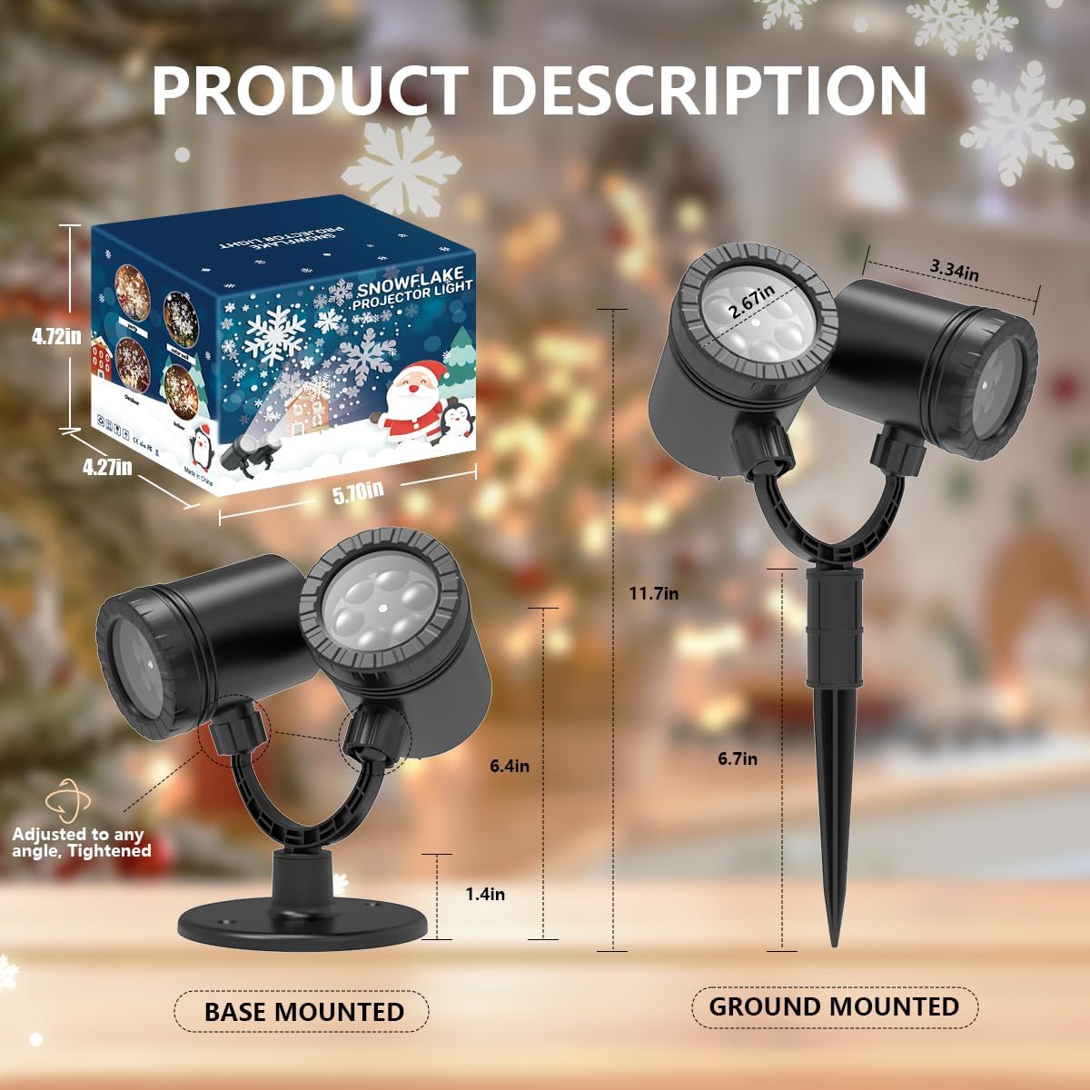 Proyector de luces de Navidad para exteriores, luces LED de copo de nieve para interiores, doble cabezal, luces de decoración de Navidad