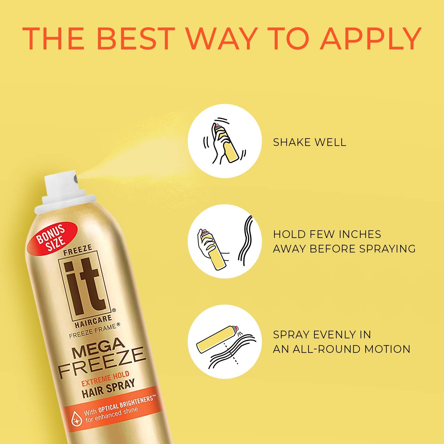 IT Haircare MEGA Freeze Extreme Hold Spray para el cabello  7.75 onzas  Vitamina B5 y proteína de trigo hidrolizada  Resistente a la humedad