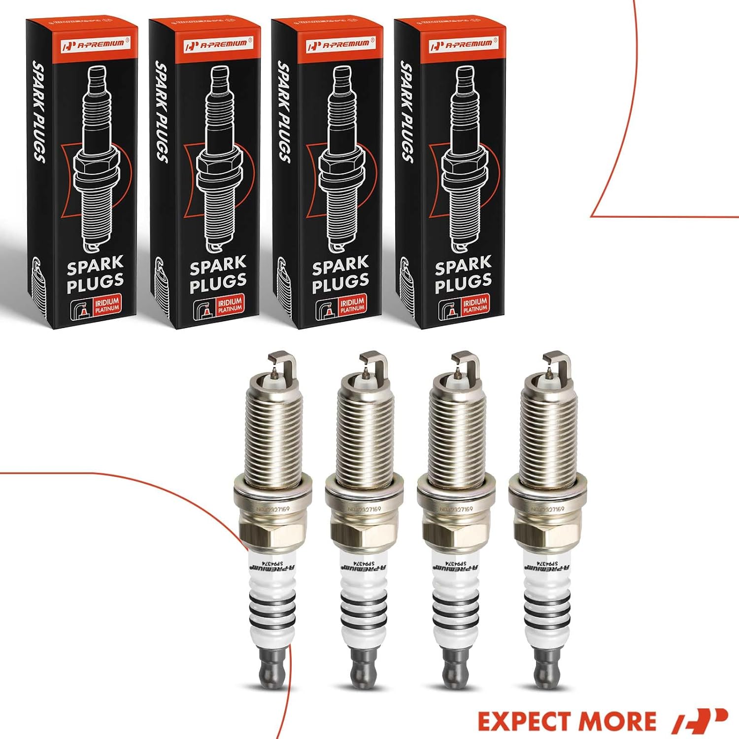 A-Premium Bujías de platino iridio compatibles con Ford Explorer, Chevrolet Equinox y GMC Terrain y Mazda 3, Cadillac CTS y Buick Regal, Lincoln MKC