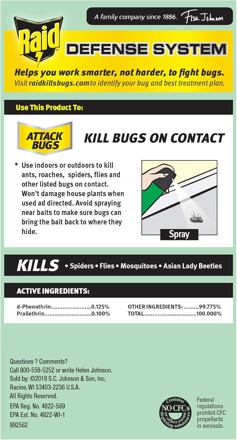 Raid House & Garden – Aerosol para matar insectos, aroma a naranja, 11 onzas (paquete de 1)