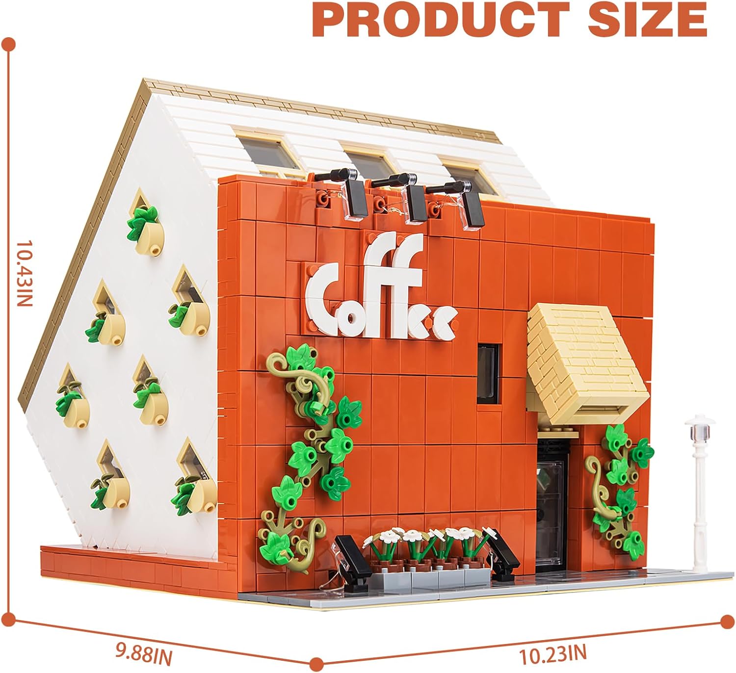Juego de construcción de cafetería con luz LED, colección de bloques de construcción de casa moderna de calle, kit de modelo de juguete, juego