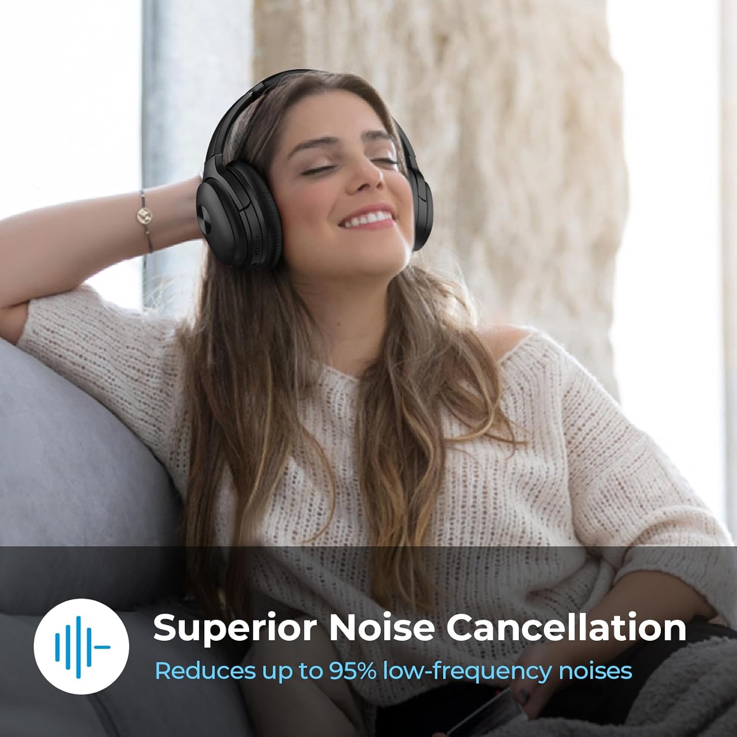 phonicgrid SE7 – Auriculares híbridos con cancelación activa de ruido, auriculares inalámbricos Bluetooth con cancelación de ruido, llamadas ENC,