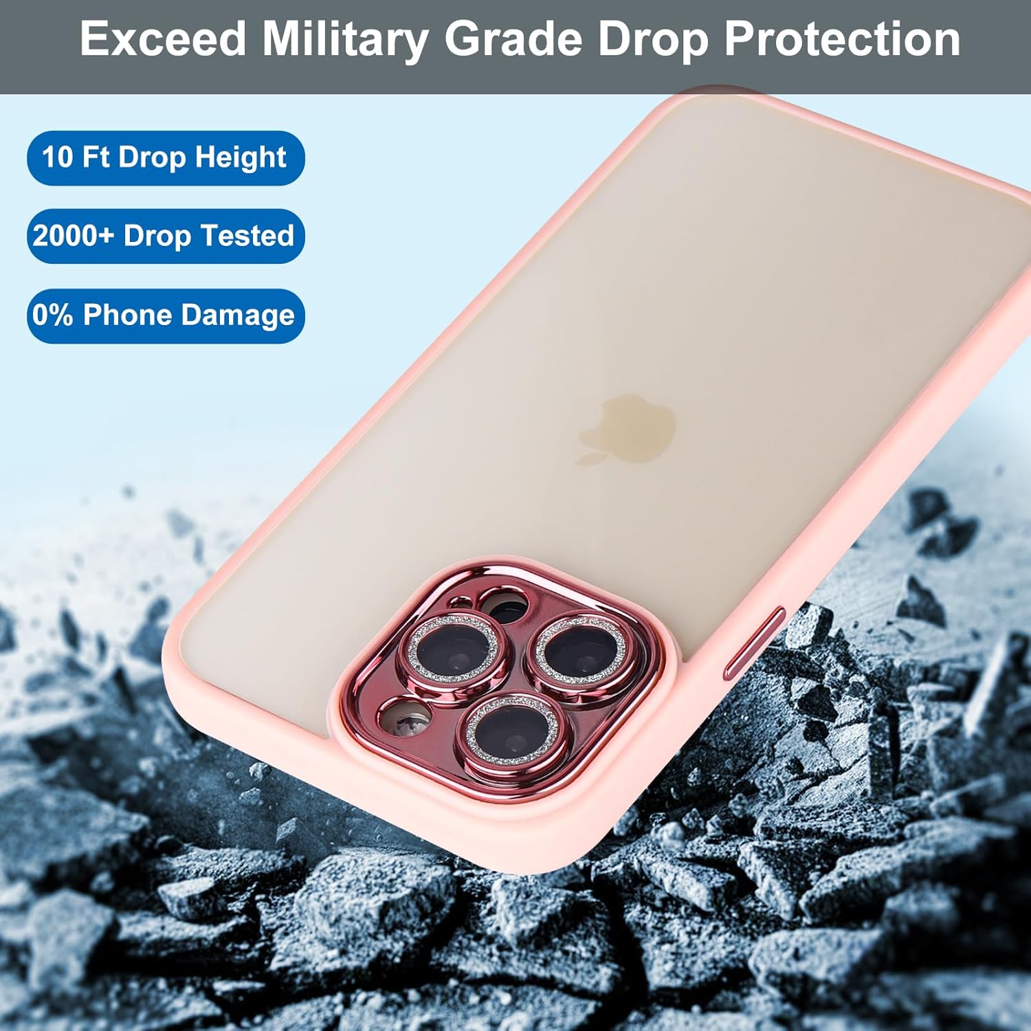ROTUS – Funda con purpurina para iPhone 14 Pro Max, antiamarilleo, protección integrada de lente de cámara de 6.7 pulgadas para mujeres y hombres
