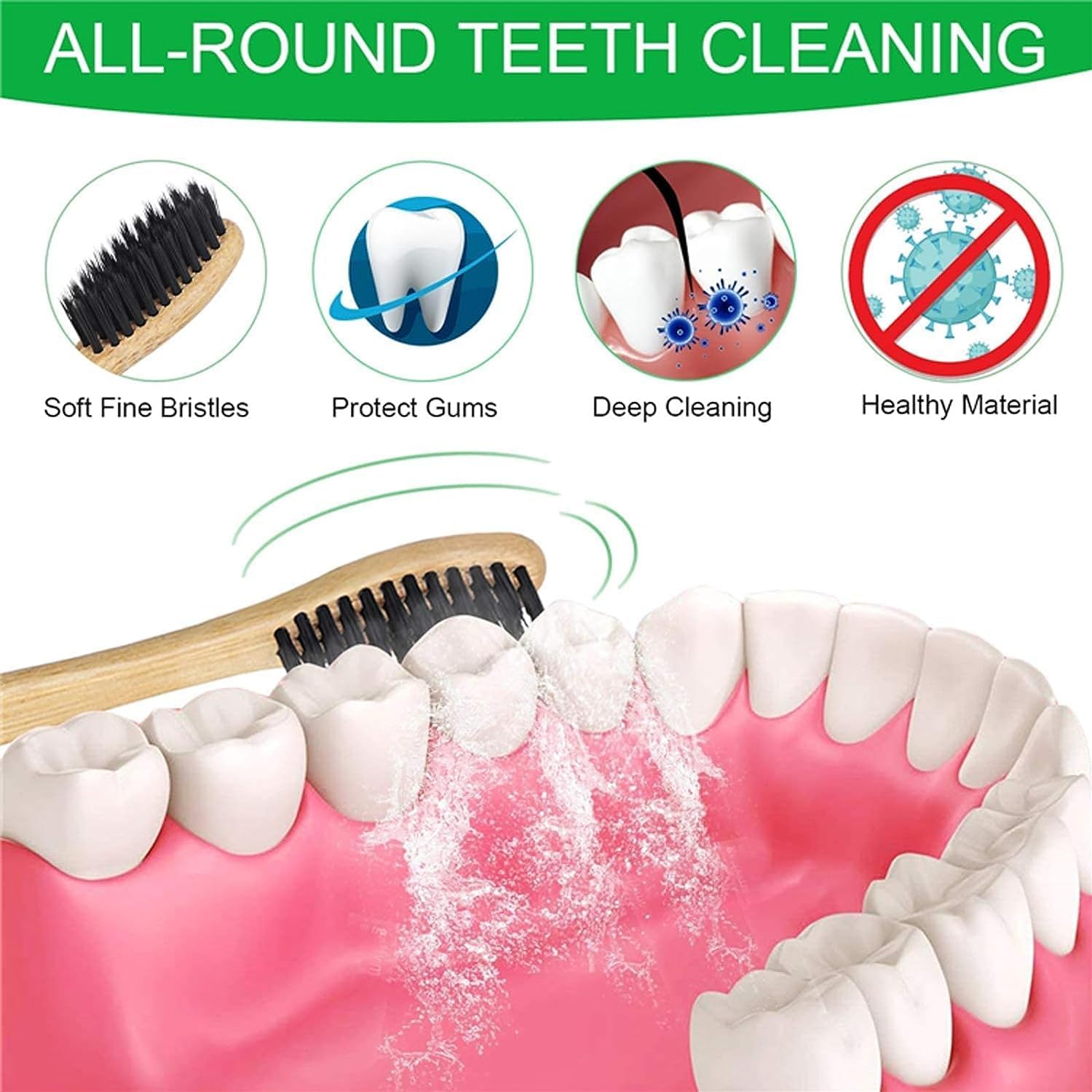 Cepillos de dientes de madera para niños, cerdas suaves a base de carbón, cepillos de dientes naturales, cerdas coloridas, asas para niños y niñas,